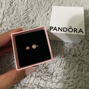 Polished & Pavé Bead Open Ring (Pandora)